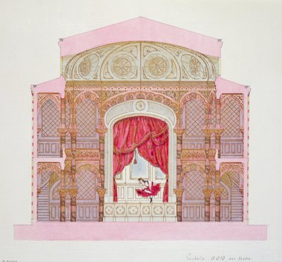 Sección transversal de un Café-Concierto, lámina XXVII de un folio de diseños de H. Monnot